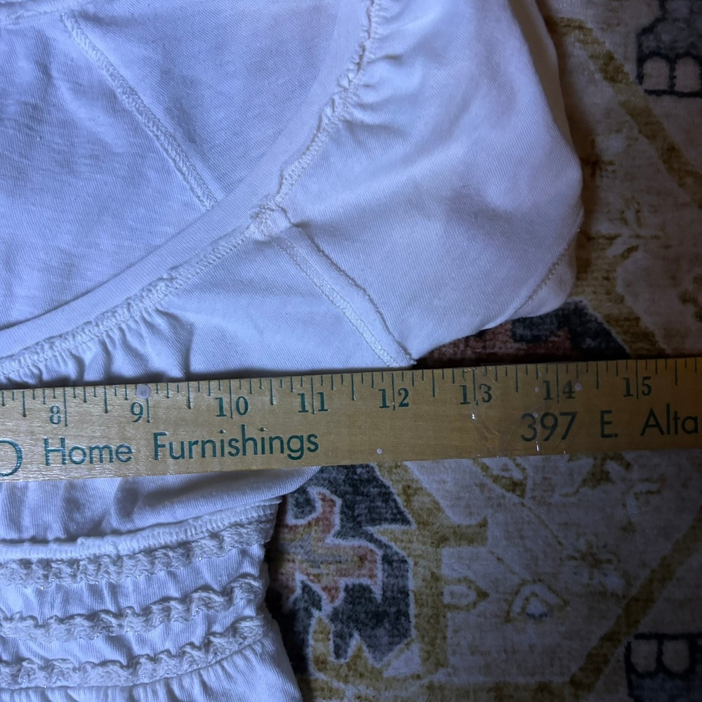 Vintage Abercrombie & Fitch White Empire Waist Babydoll Top Y2K Moose Logo Small - Picture 9 of 15